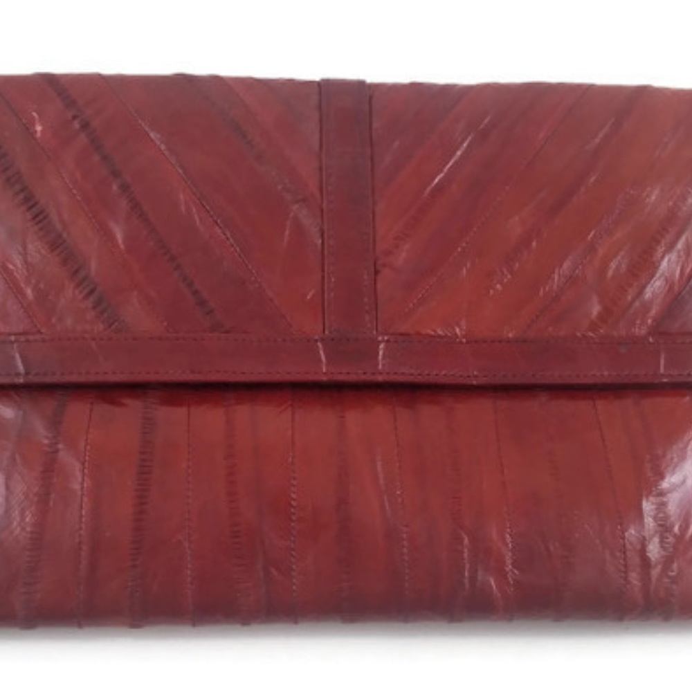 Vintage Red Genuine Leather Slim Handbag Wallet